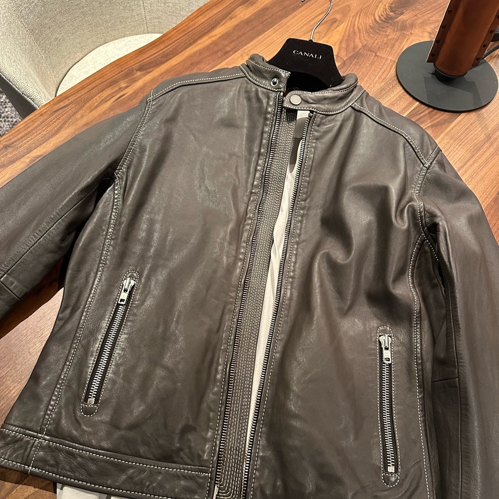 George Roth Men's Brown Leather Jacket - Picture 3 of 7